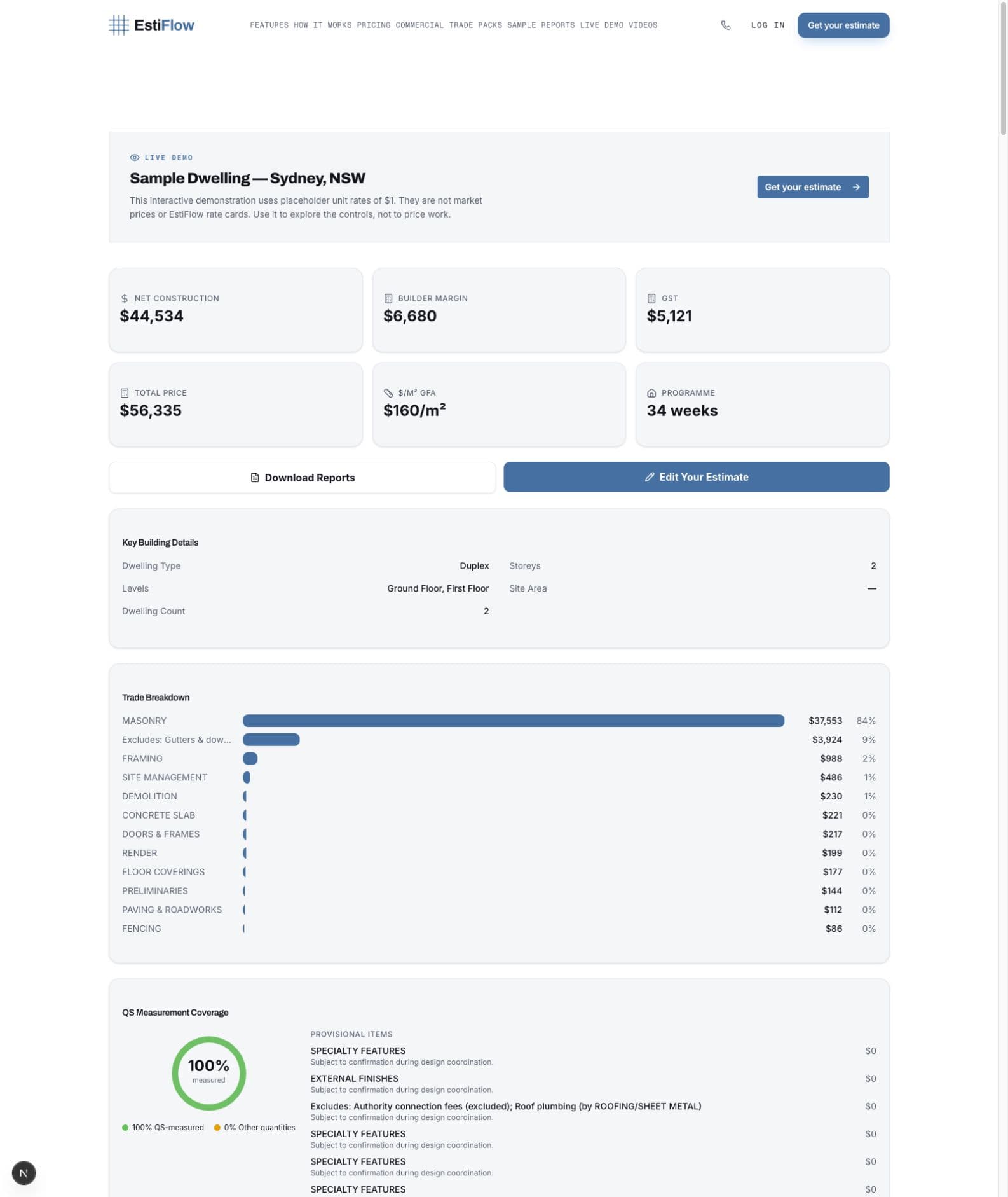 Interactive dashboard example; separate from the downloadable sample projects