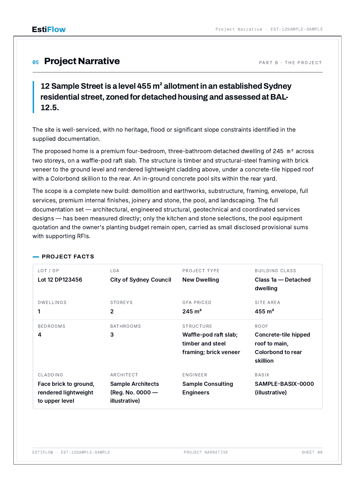 Sample Cost Estimate Report — page 9 of 30
