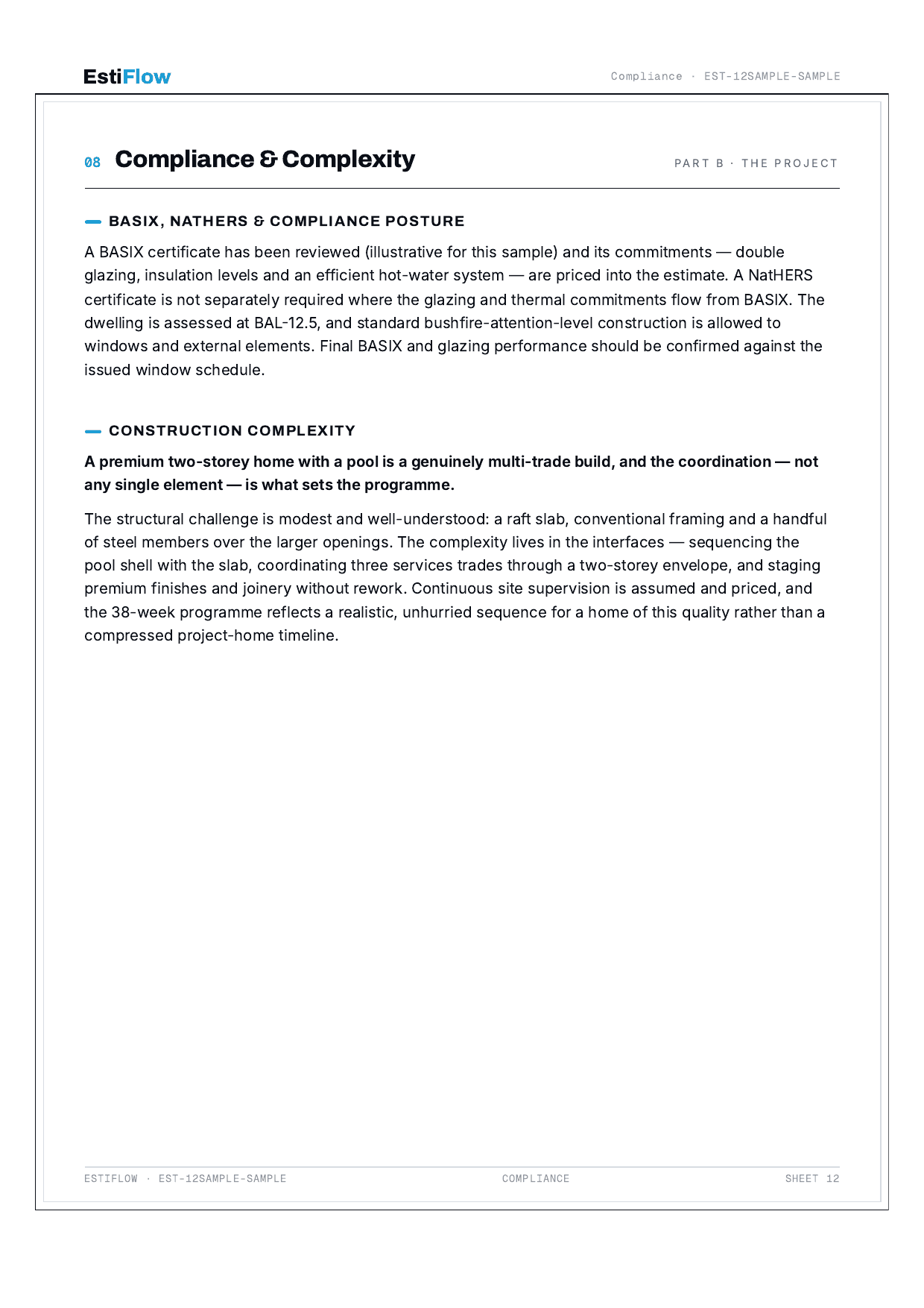 Sample Cost Estimate Report — page 13 of 30