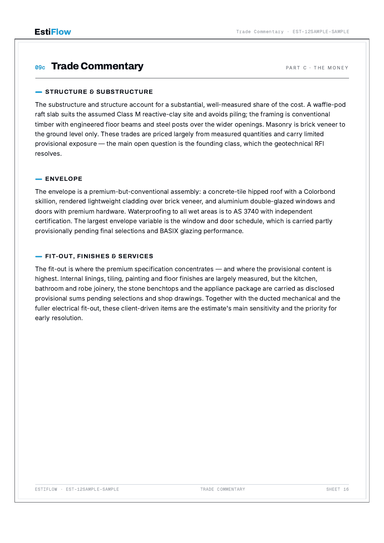 Sample Cost Estimate Report — page 18 of 30