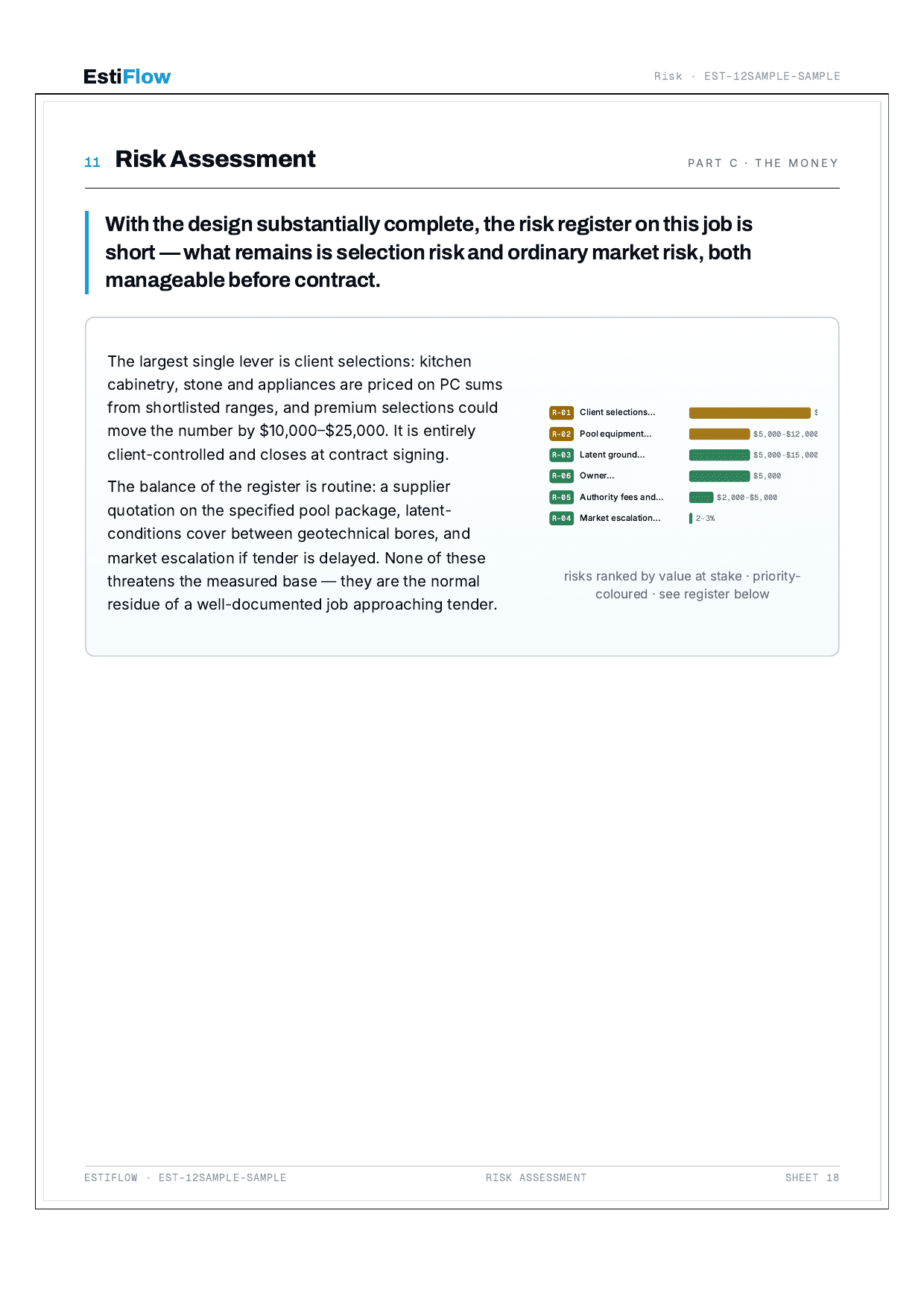 Sample Cost Estimate Report — page 20 of 30