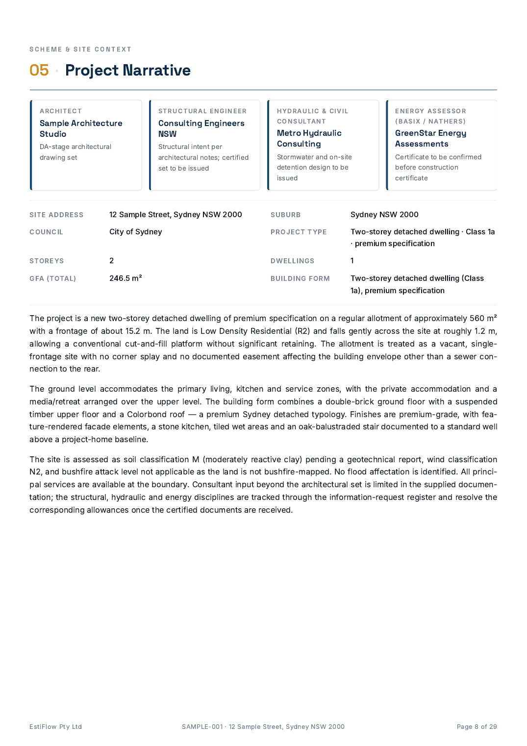 Sample Cost Estimate Report — page 8 of 29