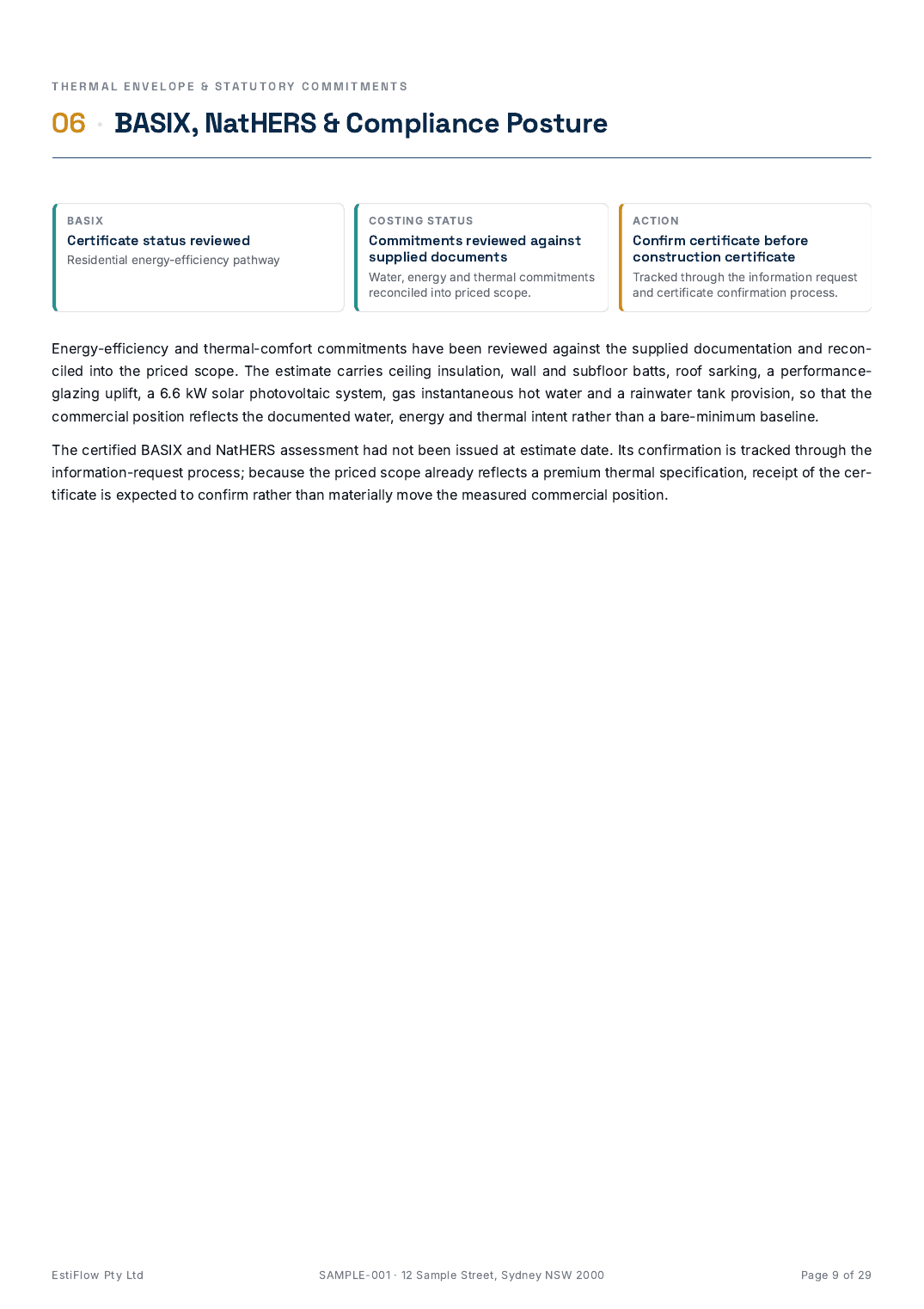 Sample Cost Estimate Report — page 9 of 29