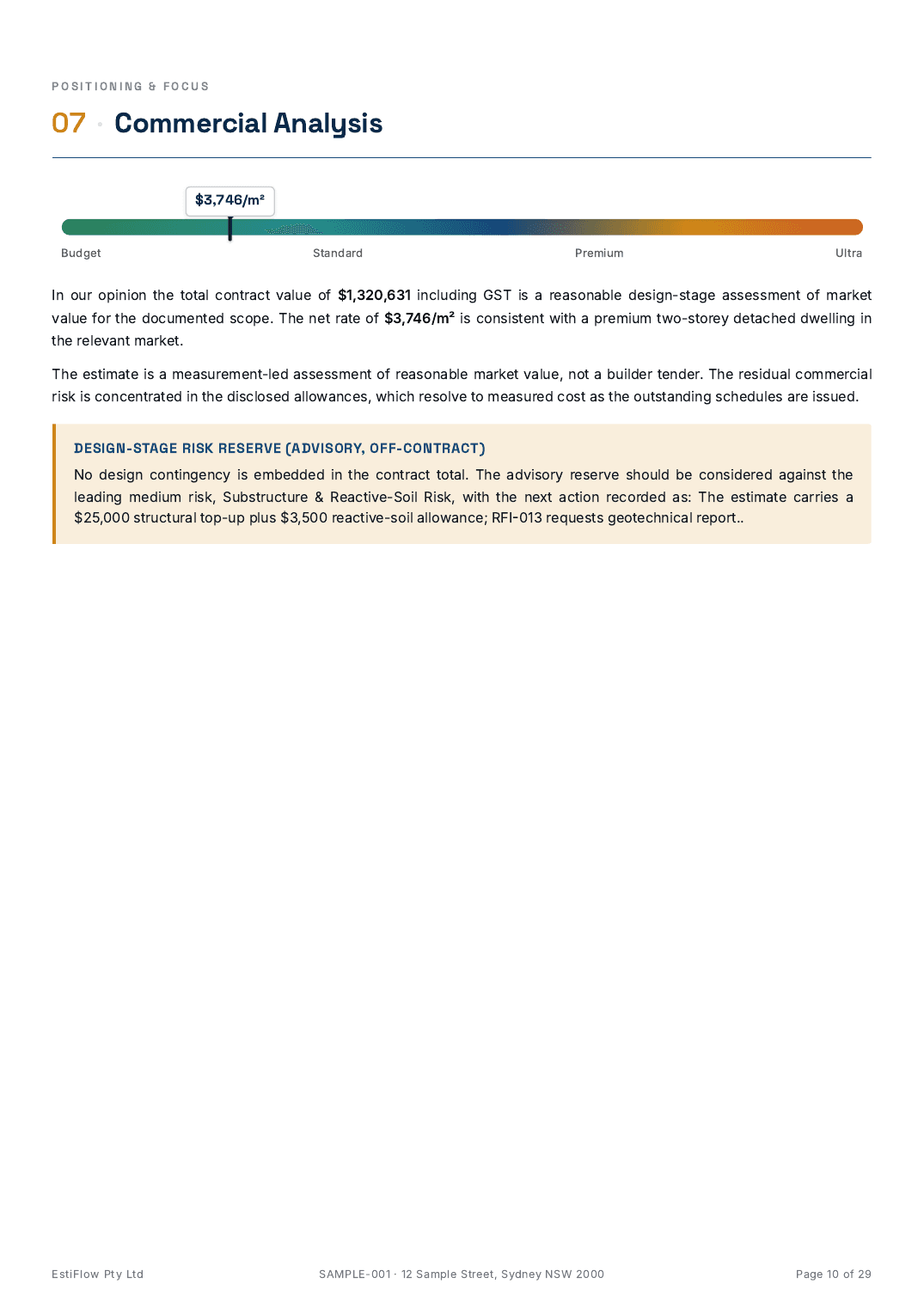 Sample Cost Estimate Report — page 10 of 29