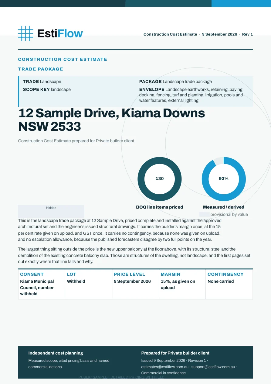 Trade pack public report preview, page 1; detailed pricing withheld